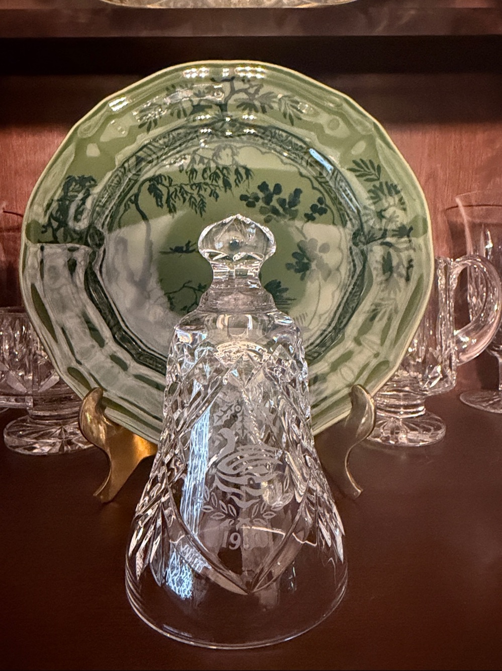 Waterford Crystal Clear Cut-Glass Bell with Star & Diamond Cuts, 1990